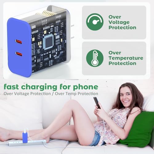 40 W Dual-Port USB-C Fast Charger for i Phone 15/16/14/13/12/11 Pro Max & Samsung – High-Speed Compact Charging Block with Power Delivery & Quick Charge for Home and Travel Efficiency