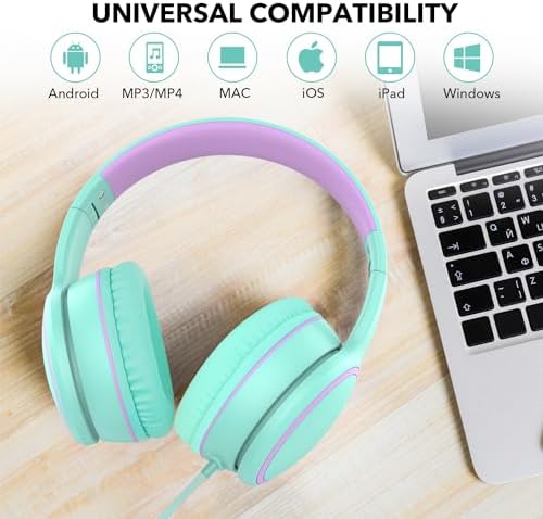 RORSOU R10 Over-Ear Headphones – Lightweight Hi-Fi Stereo Sound with Integrated Microphone for Crisp Bass and Clarity, 1.5 M Tangle-Free Cable, Perfect for Smartphones, Tablets, and PCs – Ultimate Comfort and Portable Design for Music Lovers on the Move