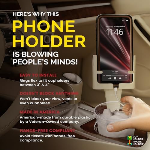 Smartphone Mounts for Cars or Trucks Made in USA by Cell Phone Seat, Universal Fit Including iPhone, Samsung, Android Cellphones, Wolf Gray Color, Hands-Free Compliant Cradle – Enhanced Compatibility and Speed