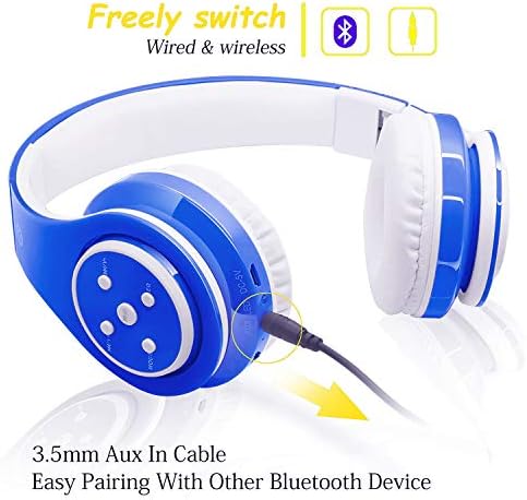 Safe & Stylish Kids Bluetooth Headphones – Foldable Over-Ear Design with Volume Limiting for Optimal Hearing Protection (85/110 d B), Wireless & Wired AUX Compatibility, Built-in Microphone for Hands-Free Calls, Perfect for School, Travel & Everyday Use, Durable Noise Isolation for All Devices