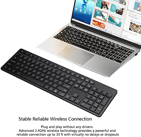 Upgrade Your Workspace with the Harburfine Silent Wireless Keyboard – Full-Size 106-Key USB Keyboard for Windows, Chrome & More – Ergonomic Design for Comfort & Enhanced Productivity – Quiet Key Presses for Distraction-Free Typing – Perfect for Office & Home Use