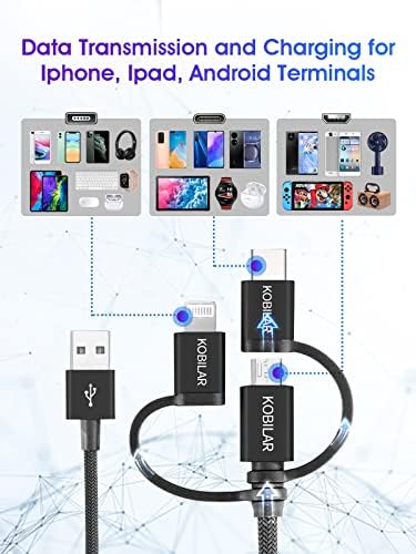 Revolutionize Your Charging Experience with the Apple MFi Certified 3-in-1 Multi Charger Cable – Lightning, Type-C, and Micro Connectors for Seamless Compatibility with i Phone, i Pad, Samsung, Pixel, Mac Book Pro/Air, and Android Devices – Fast Charging and Car Play Ready for Ultimate Convenience and Performance
