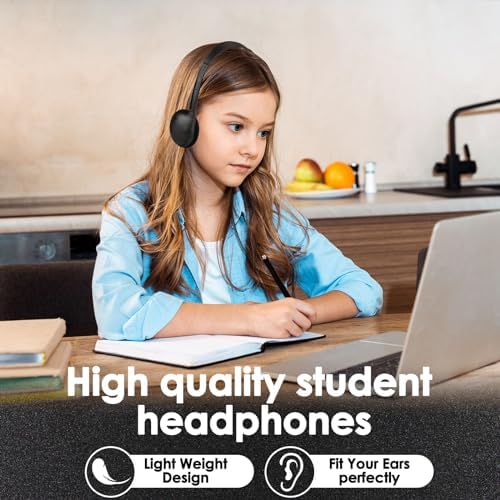 Bulk 10 Pack Kids Headphones for Classroom Use – Durable Wired Audio Solution with Adjustable Fit and Universal 3.5 mm Jack – Perfect for Enhanced Learning and Fun for Children of All Ages – Tangle-Free Comfort for Toddlers to Teens