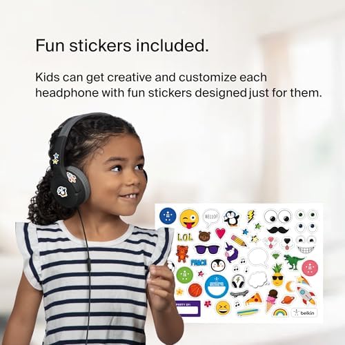 Belkin Sound Form Mini Kids Wireless Bluetooth Headphones – Safe 85 d B Volume Control, 30-Hour Playtime, Built-In Microphone – Lightweight On-Ear Style for i Phone, i Pad, Fire Tablet & More – Ideal for Learning, Entertainment & Safe Listening