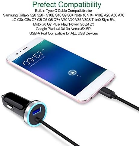 Ultra-Fast Dual-Port USB-C Car Charger for Samsung Galaxy S25 Series, S24, S23, A-Series – Includes 3 ft Type C Charging Cable – Compact Design with Enhanced Safety Features for Rapid On-the-Go Charging