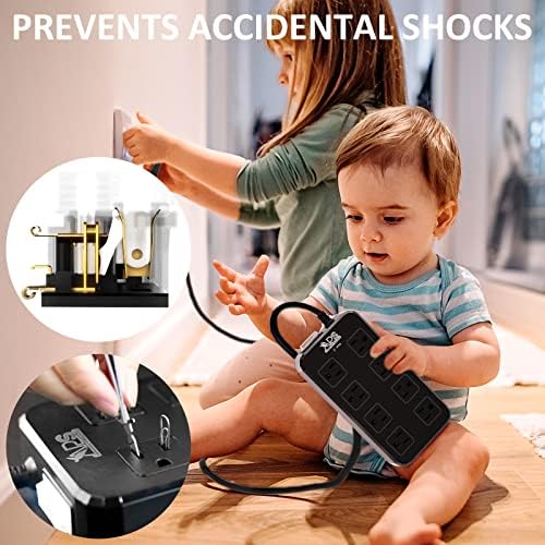 Weatherproof Outdoor Power Strip with 8 Wide Outlets & 3 USB Charging Ports – 6 FT Heavy-Duty Extension Cord, 1875 W Surge Protection, ETL Listed for Safe and Reliable Use in Any Weather – Perfect for Holiday Lights and Garden Tools