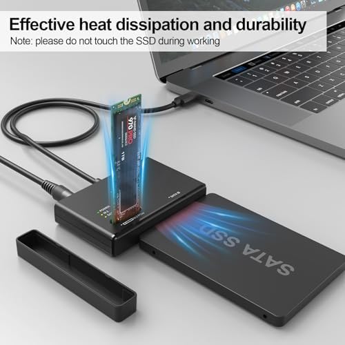Unitek M.2 NVMe SSD Enclosure Adapter – Ultra-Fast 10 Gbps USB 3.2 Tool-Free External Hard Drive Reader, Versatile M Key Compatibility for M.2 and SATA SSDs, Compact Design for Effortless Portability and Enhanced Data Access