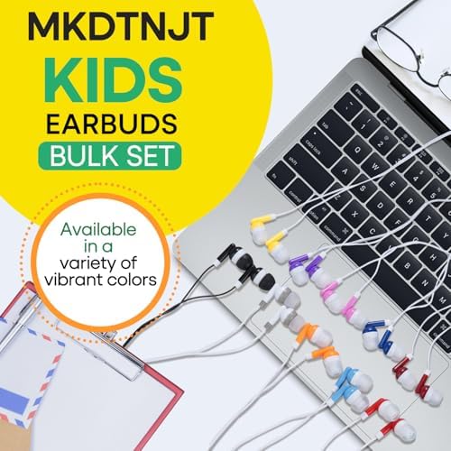 Bulk Classroom Earbuds – 30-Pack Multi-Color Wired Headphones for Kids and Educators, Individually Wrapped for Effortless Distribution and Enhanced Device Compatibility, Ideal for Focused Learning and Engaging Educational Activities