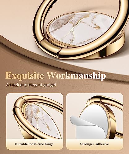 GVIEWIN Stylish Marble Phone Ring Holder with 360° Rotation for Ultimate Grip and Kickstand Functionality – Compatible with i Phone 16 Pro Max, 15 Plus, 14, 13, 12 Series & Galaxy S25/S24 Ultra – Elegant Flowing Sakura Design for Enhanced Safety and Usability