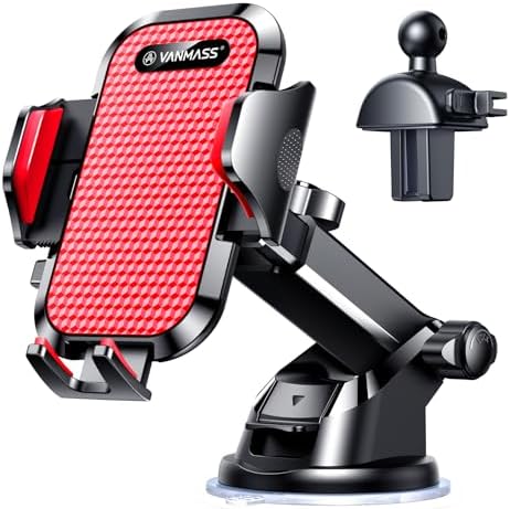 VANMASS 2025 Military-Grade Smartphone Holder: Unmatched 65 LBS Suction Power with Versatile Dashboard, Window, and Vent Mounting Solutions for i Phone 16 Pro Max, 15, 14, 13 & Samsung Android – The Ultimate Car Accessory for Enhanced Safety, Stability, and Ease of Use