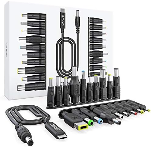 Ultimate 19-Piece Laptop Adapter Kit for Crave Power Pack – Universal USB-C to DC Charging Solution with 19 Adapters for Acer, Asus, Lenovo, Dell, HP, Fujitsu, Toshiba, Samsung, Ben Q, Sony, IBM – Superior Compatibility & Rapid Charging Performance