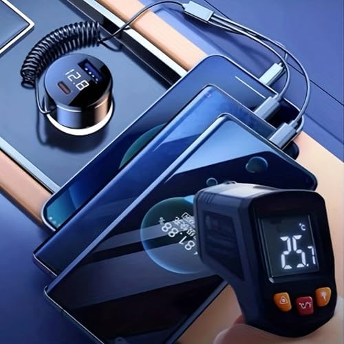 5-in-1 Super Fast Car Charger with Built-in Cables – PD30 W & QC3.0 Technology for Rapid Charging | USB-C Cigarette Lighter Adapter Featuring LED Voltage Display | Compatible with i Phone 16/15/14/13/12/11/Pro Max, i Pad, Samsung & More – Ultimate Convenience for Road Trips & Daily Commuting