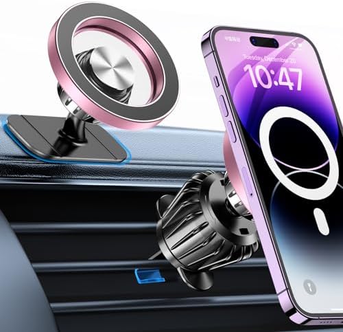 Kaistyle Mag Safe Car Mount: Ultra-Strong 20-Magnet Magnetic Phone Holder with 360° Rotation for i Phone 12-16 Plus | Premium Dashboard Accessory for Safe Navigation | Effortless Installation & Maximum Stability for Modern Drivers