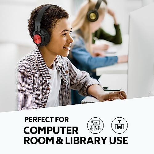 Vibrant AILIHEN Kids Wired Headphones – 6-Pack Classroom Audio Set with Adjustable Comfort, Built-In Microphone, and Foldable Design for Enhanced Learning with Chromebooks and Laptops – Perfect for Daily Durability and On-the-Go Storage