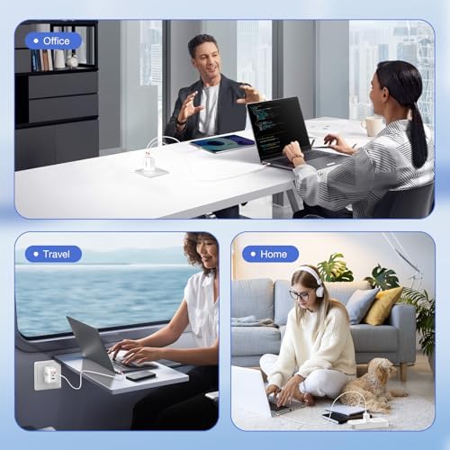 TRYTHINK 65 W Ga N USB-C Power Charger – Ultra-Portable 3-Port Wall Adapter for Fast Charging i Phone 15, Mac Book, and Android Devices – Advanced Technology for Efficient, Travel-Friendly Power Solutions – Perfect for Professionals and Students on the Move