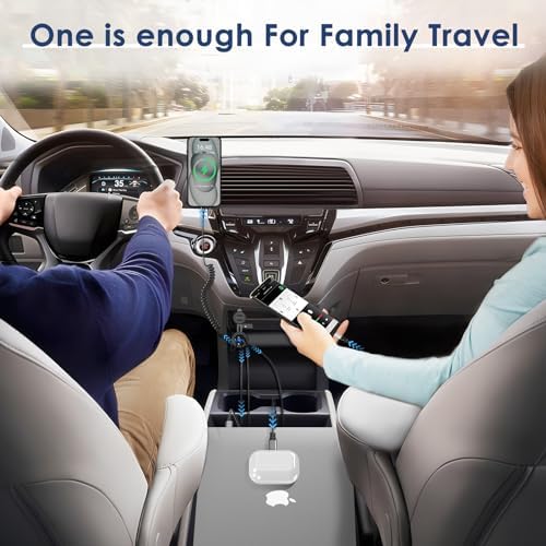 High-Power 78 W 12 V USB Car Charger – Qidoe 4-Port Dual 30 W PD & Quick Charge 3.0 Aluminum Socket with Built-in Voltmeter & 3 FT Coiled C to C Cable for Ultimate Charging Efficiency in Cars, Boats, & RVs