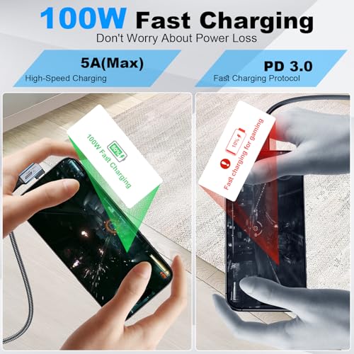 High-Performance 10 FT USB C Extension Cable – 100 W Power Delivery, 10 Gbps Data Transfer, 4 K UHD Video Support – USB 3.2 Gen 2 Male to Female Connector for Fast Charging and Seamless Connectivity with i Phone, Galaxy, PC, Monitor, and SSD – Durable & Versatile Accessory for Enhanced Tech Efficiency