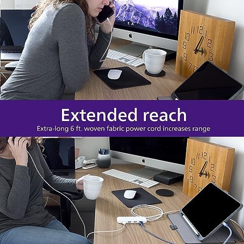 Philips 24 W USB Power Strip with 6 ft Braided Cable – Ultimate Charging Station for i Phone, i Pad, Samsung Galaxy & Google Pixel – 4 Port USB-A Design for Fast & Efficient Device Charging – Sleek & Durable Solution for Home, Office & Travel