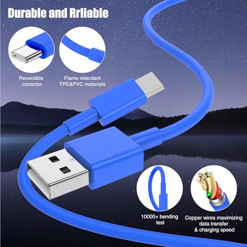 6 FT USB A to USB C Carplay Charging Cable – 3-Pack for i Phone 15/16, i Pad Pro/Air/Mini, Samsung Galaxy S25/S24/S23, and Mac Book – Fast Charging & High-Speed Data Transfer for Enhanced Compatibility on the Go