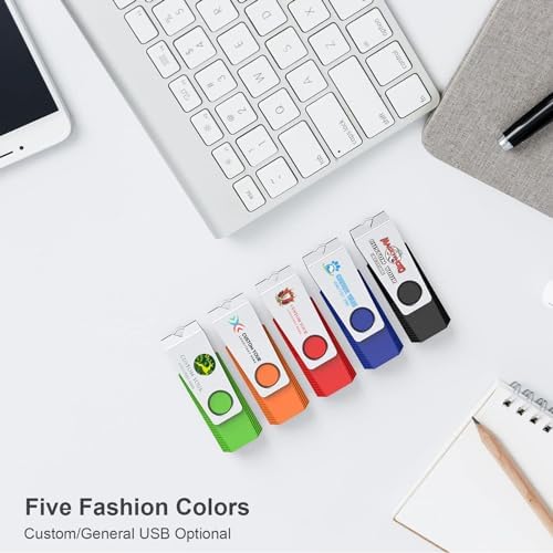 Wooolken 10-Pack 4 GB USB Flash Drives with Lanyards – Vibrant Swivel Memory Sticks for Effortless Data Storage and Backup, Ideal for Home and Office Use, USB 2.0 Compatibility for Quick File Transfers