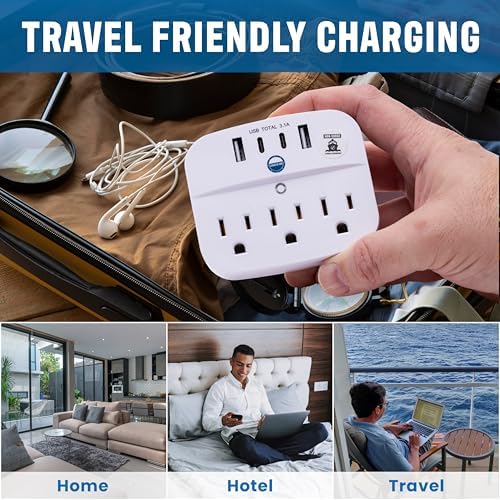 Ultimate Cruise Power Strip with 3.3 ft Extension Cord & Fast Charging USB Ports – Non-Surge Design for Seamless Connectivity on Carnival, Princess & Major Cruise Lines (2025/2026) – Essential Travel Accessory for All Devices