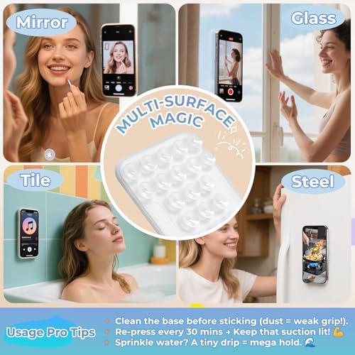 Mag Safe Suction Mount for i Phone 12-16 Series | Premium Silicone Phone Holder with Magnetic Grip | Hands-Free Video Recording and Streaming | Transparent Design for Seamless Integration | Ideal for Tik Tok and Instagram Content Creation