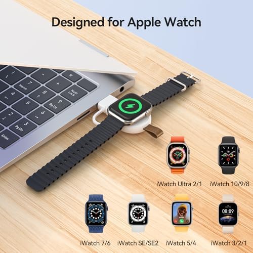 Portable Magnetic Wireless Charger for Apple Watch – Fast Charging i Watch Accessory for Ultra, Series 1-9, and SE – Travel-Friendly Cordless Design for Ultimate Convenience and Durability