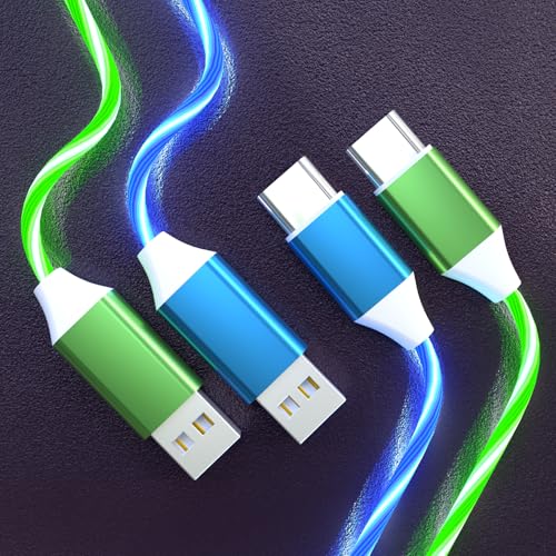 Illuminate Your Charging Routine with 6.6 FT LED USB C Charging Cable – 2-Pack of Light-Up Type-C Fast Chargers for Samsung Galaxy S21, S20, S10, S9, Note 20 & LG Devices – Durable, Stylish, and Efficient Power Solution