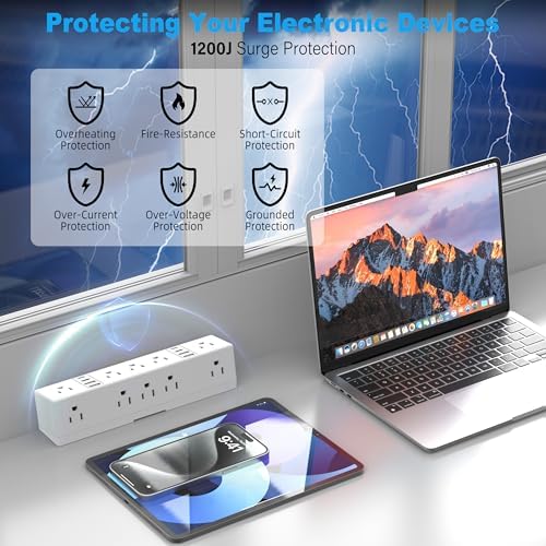 VILONG 40 W Fast Charging Station – Advanced Desk Clamp Power Strip with 8 USB Ports (4 USB-C) and 10 AC Outlets – Perfect for Home & Office Use with 10 Ft Cord – Secure Mount Surge Protector for Clutter-Free Charging Solutions