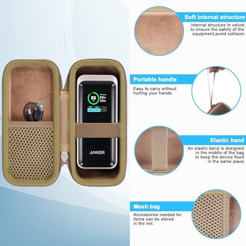 Ultimate Khanka Protective Case for Anker Prime Power Banks – Sleek Golden Waterproof Hard Shell for 12000 m Ah & 20000 m Ah Models, Travel-Ready Accessory with Superior Compatibility and Enhanced Durability