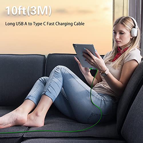 10 FT 5-Pack USB C Charging Cables – Fast 3.1 A Right Angle Nylon Braided Charger for Seamless Compatibility with Samsung S22, i Pad Pro, Mac Book Air & Pixel 7 – Durable, Flexible Power Solution for Home & Travel