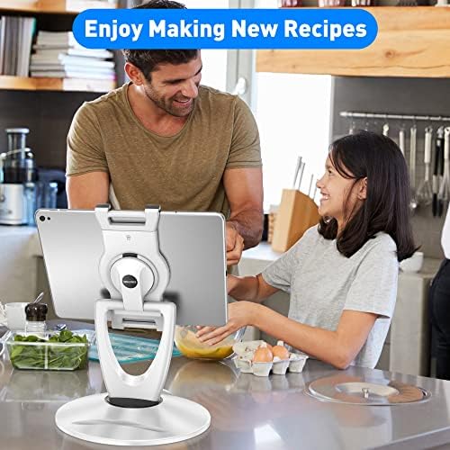 Revolutionary 360° Swivel Tablet Stand Holder for 6-13 Inch Devices – Adjustable Height for Enhanced Comfort and Stability – Modern Black Design for Home Office, Retail Kiosks, and Reception Areas – Perfect Gift for Tech Enthusiasts – Optimized Viewing Experience for Video Conferencing and Streaming