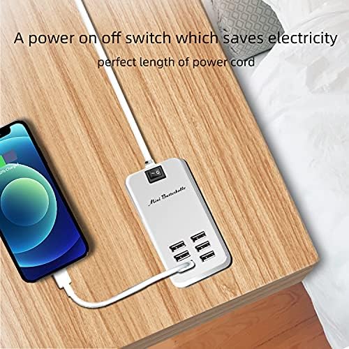 Ultimate 6-Port USB Charging Hub: High-Speed AC Power Adapter with Surge Protection for Seamless Device Charging at Home, Office, or Travel – Compact and Safe Charging Station for Smartphones, Tablets, and More