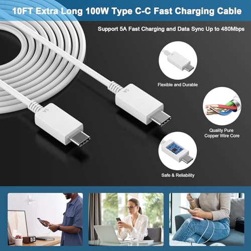 Experience Ultimate Charging Power: 45 W USB C Fast Charger Bundle for i Phone 16 & Galaxy S25 – Includes Dual 10 FT USB C Cables for Unmatched Convenience and Speed – Ideal for Home or Travel with Advanced Safety Features and Wide Device Compatibility