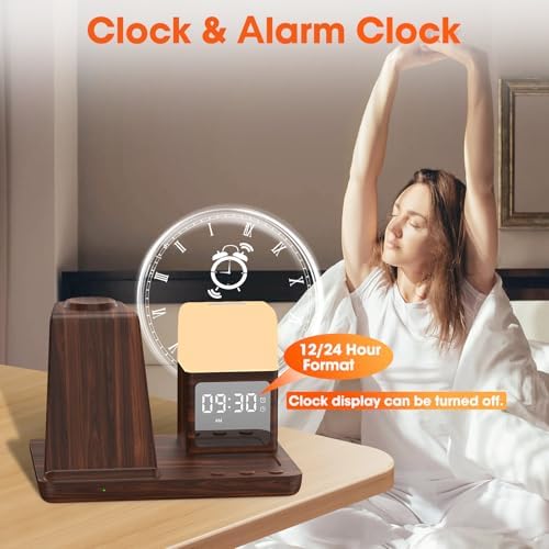 Ultimate 6-in-1 Wireless Charging Station for Samsung & Android: Fast Charger with Alarm Clock & Night Light for Galaxy S25 Ultra, S24, S23, and Samsung Watch7 – Space-Saving Design, Enhanced Compatibility, and Sleek Black Finish for Modern Living