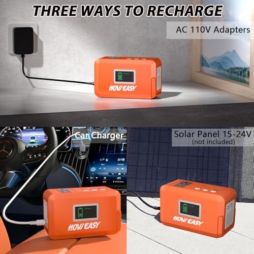 Ultimate HOWEASY 120 W Portable Power Bank – 24000 m Ah High-Capacity Laptop Charger with Dual AC Outlets, Triple DC Ports, and Dual USB QC3.0 Fast Charging – Perfect for Camping, Travel, and Emergency Power Supply with Built-in LED Light