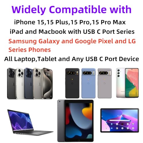 USB C Cable 20ft,C to C Cable Fast Charging 2 Pack,60W Extra Long Type C Cord Compatible with iPhone 16/15 Pro/15 Plus/16 Pro Max, iPad mini 6/ Pro 2021, Mac-Book Pro 2020, Samsung Galaxy S24,Switch – Enhanced Compatibility and Speed