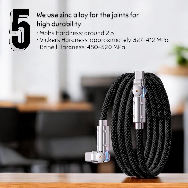 Revolutionize Your Charging Experience with the 100 W USB-C to USB-C Braided Cable – 4 ft Swiveling Design for Effortless Connectivity with Mac Book Pro, i Phone 16 Pro, i Pad Pro, Galaxy S25 Ultra, and Pixel Pro – Ultimate Durability and Fast Charging Performance
