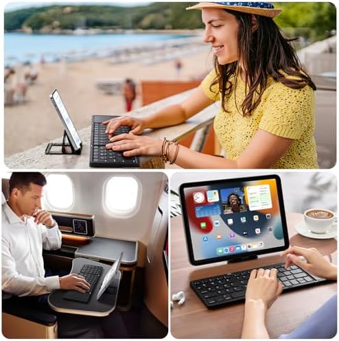 Ultra-Slim Foldable Bluetooth Keyboard with Touchpad – Portable Wireless Keyboard for Travel, Multi-Device Compatibility with Android, Windows, i OS – Lightweight Pocket-Sized Design with Built-in Stand for Effortless Typing on the Go