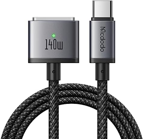 mcdodo 140 W USB-C to Magnetic 3 Charging Cable for Mac Book Pro/Air (M1, M2, M3) – 6.6 ft Fast Charging Solution with Enhanced Magnetic Connection for 2021-2024 Models – Ultimate Power and Flexibility for Seamless Use