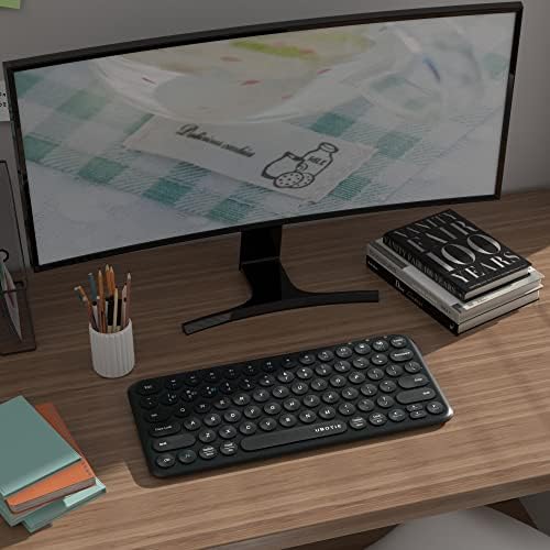 UBOTIE Wireless Colorful Slim Bluetooth Keyboard – Portable 78-Key Compact Design with Silent Scissor Switches and Elegant Round Keycaps for Tablets, Laptops, and Smartphones – Ultimate Typing Comfort and Style