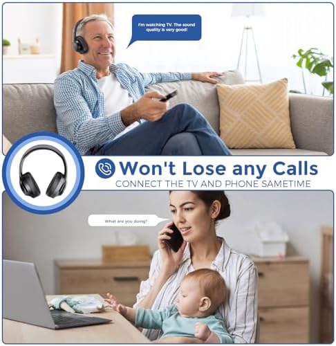 Discover Superior Sound with ROSIDA Bluetooth 5.3 Over-Ear Headphones for Seniors – 196 ft Wireless Freedom, Multi-Device Connectivity (Optical/AUX/RCA/USB), Enhanced Volume Output, Hi-Fi Audio Quality, Zero Delay for Seamless TV Watching, and Exceptional 30-Hour Battery Life – Ideal for Effortless Entertainment and Immersive Listening at Home