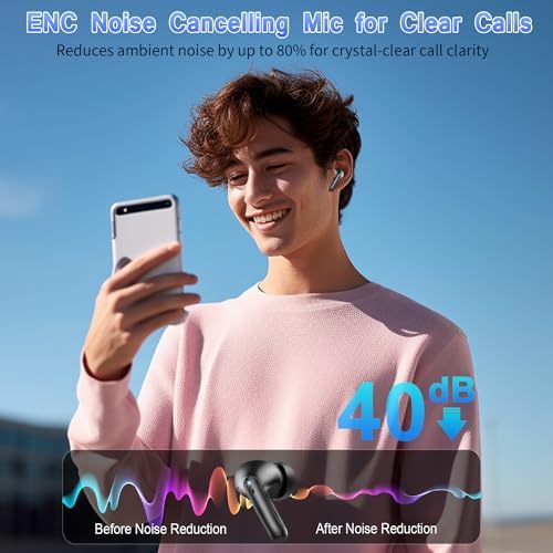 Cutting-Edge Bluetooth 5.3 Wireless Earbuds with Quad HD Microphones – 56-Hour Extended Playtime for Non-Stop Sound, IPX7 Waterproof Design for Active Lifestyles, Premium Hi-Fi Stereo Audio, LED Battery Indicator, USB-C Rapid Charging – Perfect for Workouts, Daily Commutes, and Relaxation Sessions