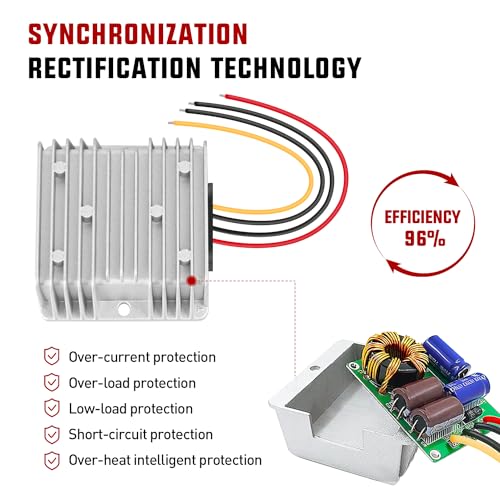 Nilight 48 V to 12 V Waterproof DC Voltage Converter – High-Efficiency 240 W Regulator for Golf Carts & Electric Scooters – Reliable Step-Down Power Supply with Overcurrent Protection and Easy Installation for Enhanced Energy Performance