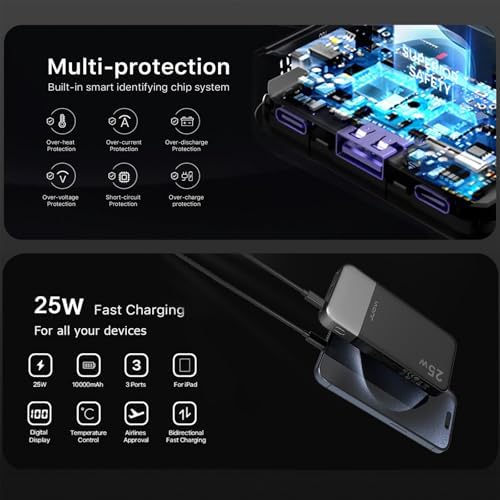 Compact 10000 m Ah Fast Charging Power Bank – 35 W Portable Charger with PD 3.0 & QC 4.0 – Lightweight Type-C & USB-A Compatible Battery Pack for i Phone, Samsung, i Pad – Ultimate Solution for On-the-Go Charging Efficiency