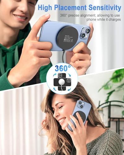 Elevate Your Charging Experience with the Ultimate Magnetic Wireless Charger – Fast Mag Safe 15 W Compatible with i Phone 16/15 Pro Series, Includes 20 W Type-C Adapter for Optimal Performance – Sleek White Design with LED Status Indicator for Effortless Charging on the Go