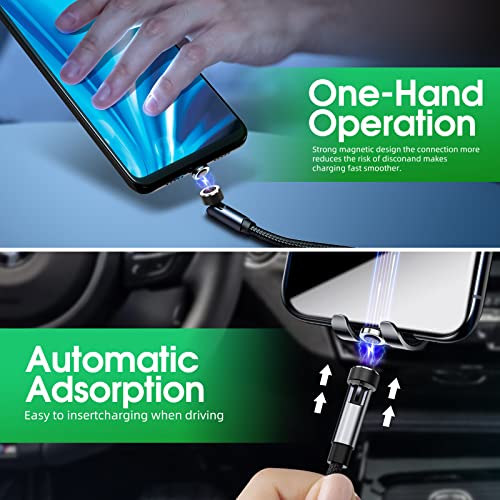ANMONE 540° Rotatable USB Magnetic Charging Cable Trio – Fast Charging & Data Transfer Cords in 1 m, 2 m, 3 m Lengths for Ultimate Device Compatibility and Convenience – Effortless One-Handed Connection with Premium Durability