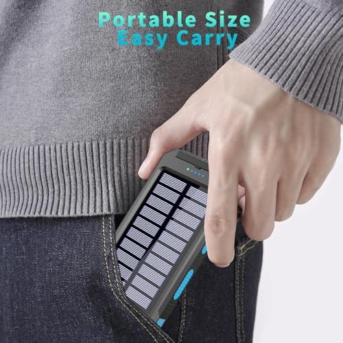 Ultimate 39800 m Ah Solar Power Bank: Fast-Charging Portable USB-C Charger with Built-in LED Flashlight & Compass – Robust Outdoor Companion for All Devices with Dual Recharge Options and Intelligent Safety Features