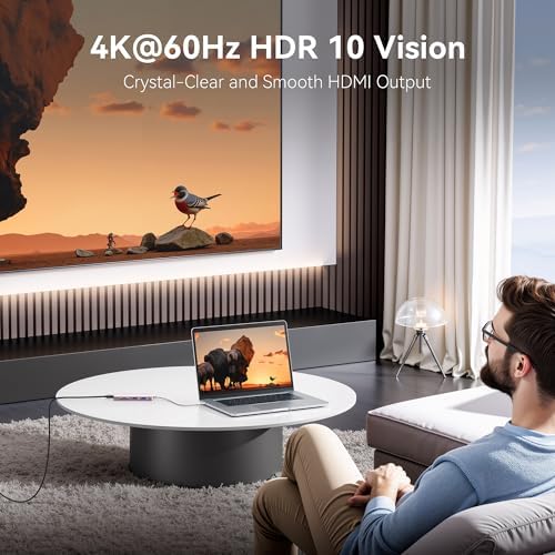 Transform Your Workspace with the Ultimate 9-in-1 USB C Hub Multiport Adapter for Mac Book Pro & Air – High-Speed 4 K HDMI Output, 100 W Power Delivery, and Effortless Connectivity for i Pad Pro, i Mac, and More – Enhance Productivity with 5 USB Ports and SD/TF Card Reader for Seamless Data Transfer and File Access