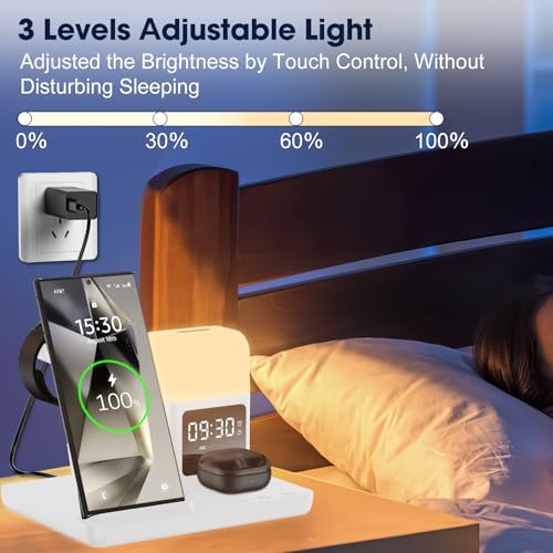 Ultimate 6-in-1 Wireless Charging Station for Samsung Devices – Stylish Purple Design with Alarm Clock and Night Light Functionality – Fast Charging for Galaxy S25/S24/S23 Ultra Series, Galaxy Watch 7/6/5/4, and Galaxy Buds – Ideal for Home or Office Use – Enhanced Safety Features and Adjustable Brightness Settings – Tidy Up Your Space with This Multi-Device Charger – Compatible with USB-C, Perfect for Samsung Users Seeking Convenience and Efficiency – Say Goodbye to Clutter and Hello to Seamless Charging Experience!